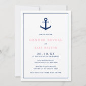 Elegant roze blauw anchor Nautical Gender onthulli Kaart (Voorkant)