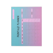 Elegant Roze Blauw Blank Maandelijkse Kalender Pla Notitieblok (Linkerzijde)