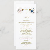 Elegant Roze Blauw Bloemen Goud Kruis Tweelingen D Menu (Voorkant / Achterkant)