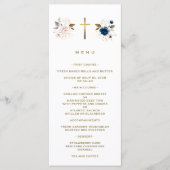 Elegant Roze Blauw Bloemen Goud Kruis Tweelingen D Menu (Voorkant)