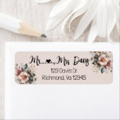 Elegant roze, blauw en crème bloemig etiket (Insitu)