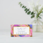 Elegant roze blauw en Gold Geode Loyalty Card (Staand voorkant)