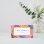 Elegant roze blauw en goudgeode visitekaartje (Staand voorkant)