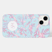 Elegant roze blauw Floral Apple Telefoon Case Case (Achterkant (horizontaal))