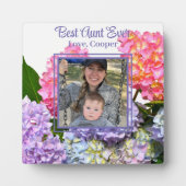 Elegant roze blauw geel groen bloemenhortensia's fotoplaat (Voorkant)