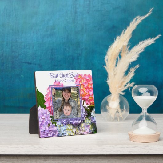 Elegant roze blauw geel groen bloemenhortensia's fotoplaat (Insitu)