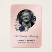 Elegant Roze Blauw Goud Bloemen Memorial Kaarten Visitekaartje (Voorkant)