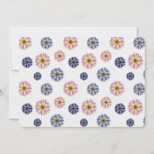 Elegant roze blauw hij of zij bloemengeslacht onth kaart (Achterkant)