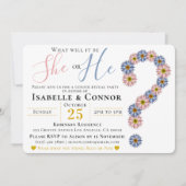 Elegant roze blauw hij of zij bloemengeslacht onth kaart (Voorkant)