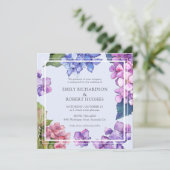 Elegant Roze Blauw Hydrangea Bloemenbruiloft Kaart (Staand voorkant)