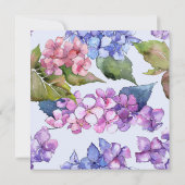Elegant Roze Blauw Hydrangea Bloemenbruiloft Kaart (Achterkant)