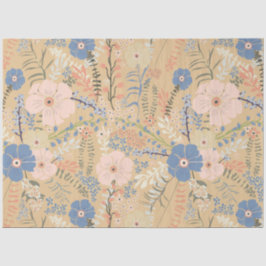 Elegant Roze Blauw Karamel Floral Pattern Tissuepapier
