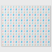 Elegant Roze Blauw Monogrammed Fun Letter Patroon Cadeaupapier (Vlak)