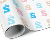 Elegant Roze Blauw Monogrammed Fun Letter Patroon Cadeaupapier (Rol Hoek)