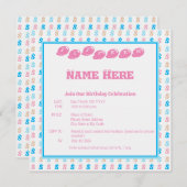 Elegant Roze Blauw Monogrammed Fun Letter Patroon Kaart (Voorkant / Achterkant)