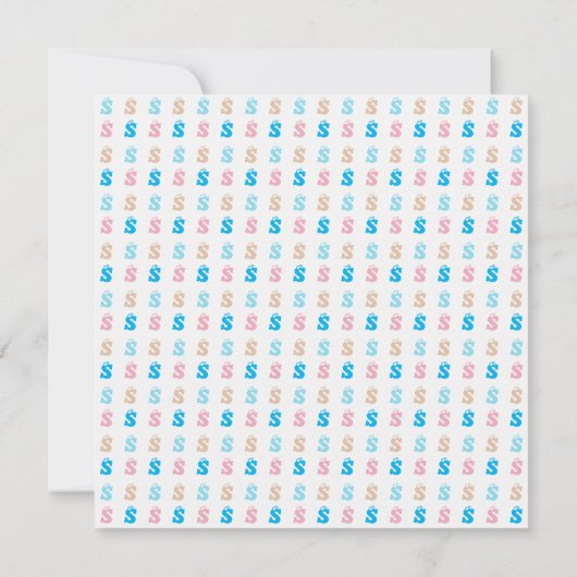 Elegant Roze Blauw Monogrammed Fun Letter Patroon Kaart (Achterkant)