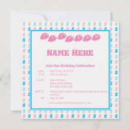 Elegant Roze Blauw Monogrammed Fun Letter Patroon Kaart