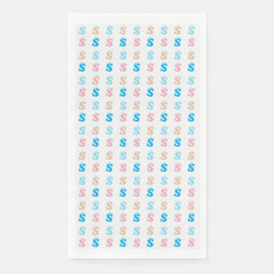 Elegant Roze Blauw Monogrammed Fun Letter Patroon Servet