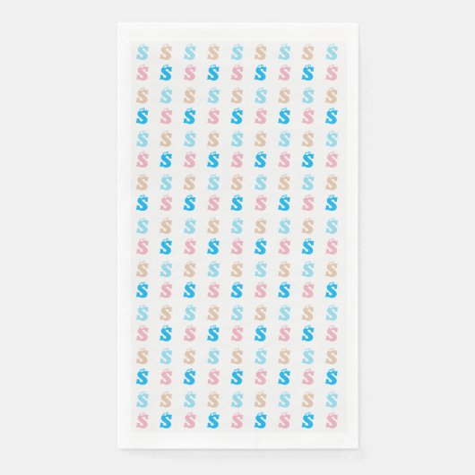 Elegant Roze Blauw Monogrammed Fun Letter Patroon Servet (Voorkant)