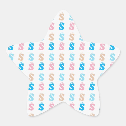 Elegant Roze Blauw Monogrammed Fun Letter Patroon Ster Sticker (Voorkant)