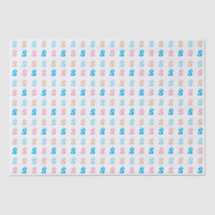 Elegant Roze Blauw Monogrammed Fun Letter Patroon Tissuepapier