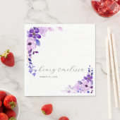 Elegant Roze Blauw Paars Bloemen Bruiloft Servette Servet (Insitu)