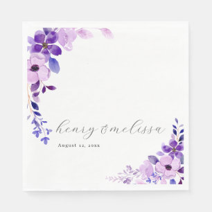 Elegant Roze Blauw Paars Bloemen Bruiloft Servette Servet