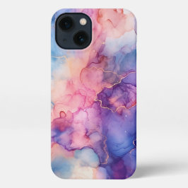 Elegant roze blauw paarse telefoonhoesje girly gol iPhone 13 hoesje