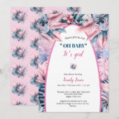 Elegant roze blauw pastel oh baby shower kaart (Voorkant / Achterkant)