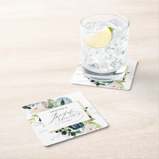 Elegant Roze Blauw Roos Waterverf Vrijgezellenfees Kartonnen Onderzetters (Insitu)