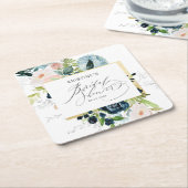 Elegant Roze Blauw Roos Waterverf Vrijgezellenfees Kartonnen Onderzetters (Schuin)