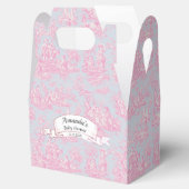Elegant roze blauw toile de jouy monogram bedankdoosjes (Geopend)