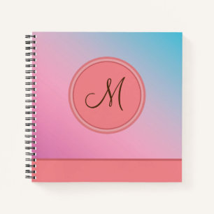 Elegant roze blauw trendy modern monogram notitieboek