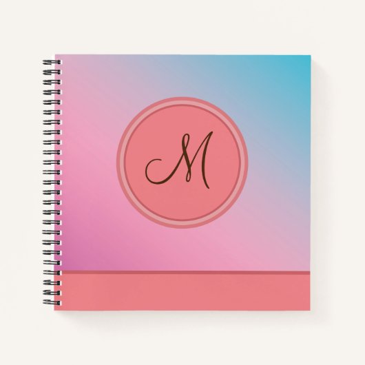 Elegant roze blauw trendy modern monogram notitieboek (Voorkant)