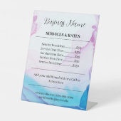 Elegant Roze & Blauw Waterverf Professionele Prijs Reclamebord Met Voetstuk (Voorkant)