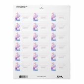 Elegant Roze Blauw Wit Wolken Monogram Bruiloft Etiket (Full Sheet)
