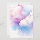 Elegant Roze Blauw Wit Wolken Monogram Bruiloft Feestdagenkaart (Achterkant)