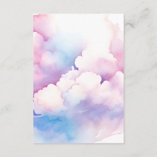 Elegant Roze Blauw Wit Wolken Monogram Bruiloft Informatiekaartje (Achterkant)