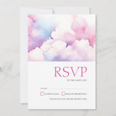 Elegant Roze Blauw Wit Wolken Monogram Bruiloft Save The Date (Voorkant)