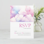Elegant Roze Blauw Wit Wolken Monogram Bruiloft Save The Date (Staand voorkant)
