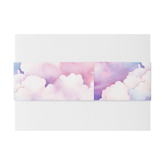 Elegant Roze Blauw Witte Wolken Monogram Trouwdag Uitnodigingen Wikkel (Achterkant Voorbeeld)