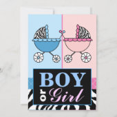 Elegant roze blauw Zebra Genderfeest Uitnodiging (Achterkant)