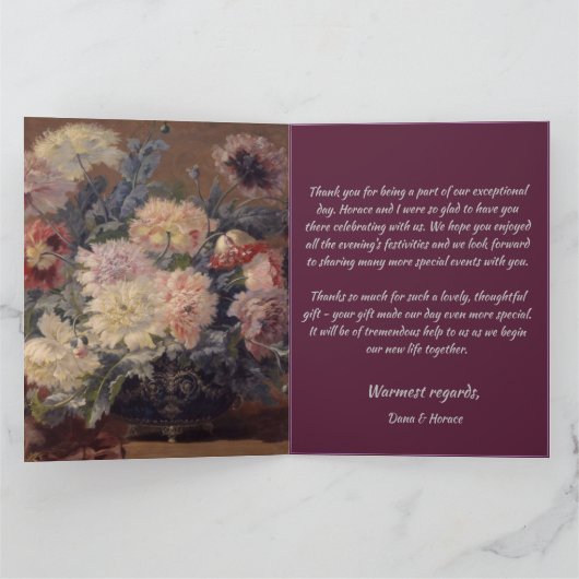 Elegant Roze Blauwe Biva mandje pinda's Bedankkaart (Binnen)