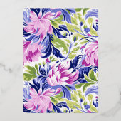 Elegant Roze Blauwe Bloem Charity Event Gala Feest Folie Uitnodiging (Achterkant)