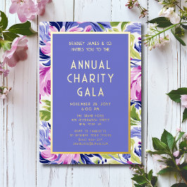 Elegant Roze Blauwe Bloem Charity Event Gala Feest Folie Uitnodiging