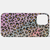 Elegant roze blauwe glitter zwarte luipaard afdruk Case-Mate iPhone case (Achterkant / Rechts)