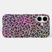Elegant roze blauwe glitter zwarte luipaard afdruk Case-Mate iPhone case (Achterkant (horizontaal))
