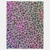 Elegant roze blauwe glitter zwarte luipaard afdruk fleece deken (Voorkant)