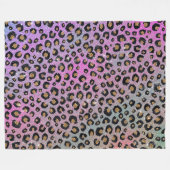 Elegant roze blauwe glitter zwarte luipaard afdruk fleece deken (Voorkant (Horizontaal))