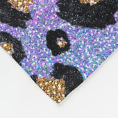 Elegant roze blauwe glitter zwarte luipaard afdruk fleece deken (Hoek)